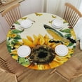 thumbnail image 1 of ARISTURING Sunflower Tablecloth Round Summer Yellow Farmhouse Floral Table Cloths Circular Table Cover Waterproof and Dustproof Wipeable Polyester Tabletop for Dining Kitchen Picnic Party Decor White, 1 of 7