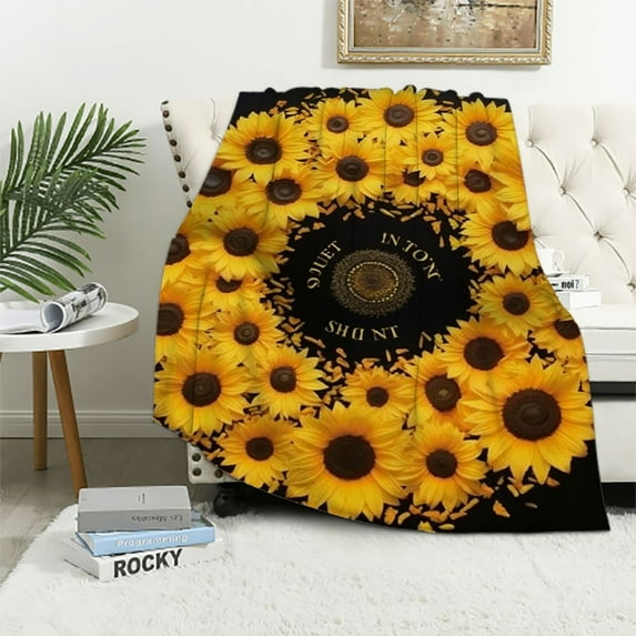 ARISTURING Sunflower Throw Blanket Super Soft Warm Flannel Blanket Sunflower Gifts Blanket Applicable All Season for Bed Couch Living Room
