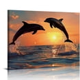 thumbnail image 1 of ARISTURING Sunset Canvas Wall Art Dolphin Wall Art Dolphin Animal Wall Art Print on Canvas for Living Room Bedroom Bathroom Office Decor (20×16inch), 1 of 6