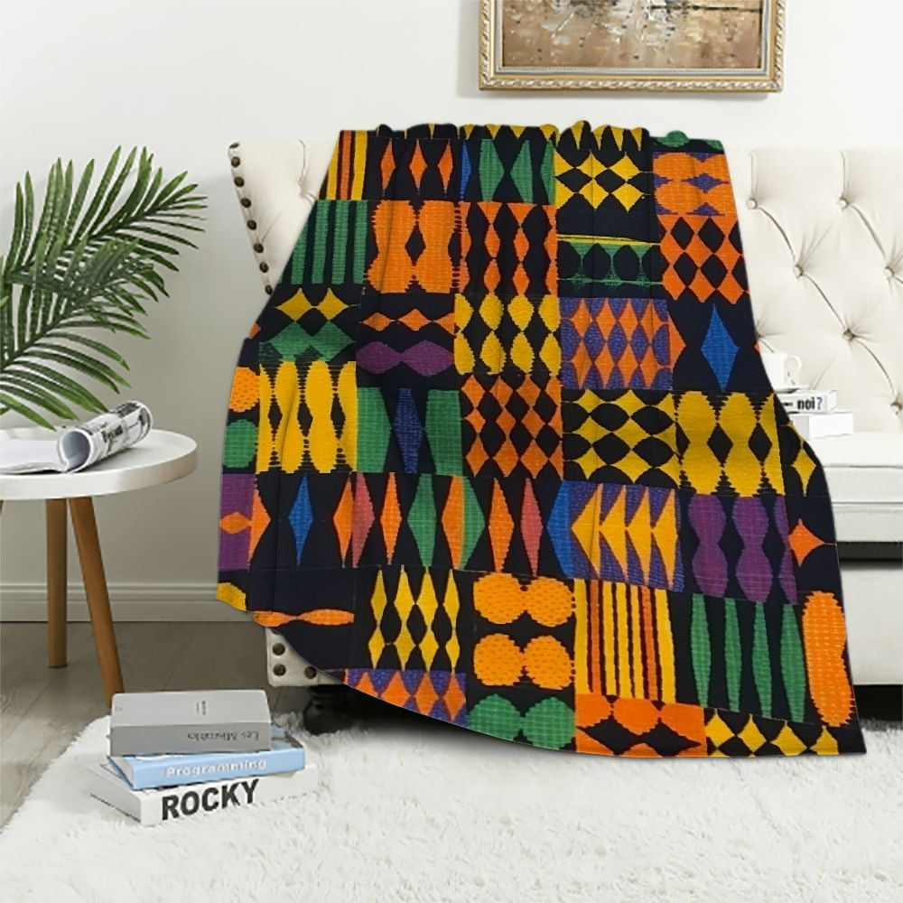 ARISTURING Super Soft Ghana Kente Fabric African Print Tribal Throw