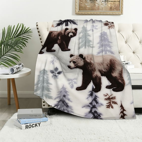 HENGT Super Soft Sherpa Holiday Throw Blanket - Cozy, Warm White Rustic Design Blanket.