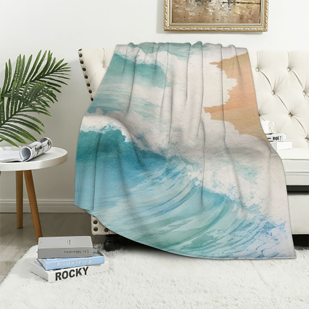 Cute Surfing Throw Blanket for Surfboard Lovers Soft Fleece Sherpa Blanket BD0022