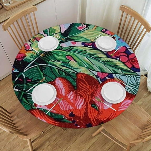 ARISTURING Tablecloth, Original Design Hand Drawing Art Print Table Cloth, Washable Water Resistance Microfiber Decorative round Table Cover White