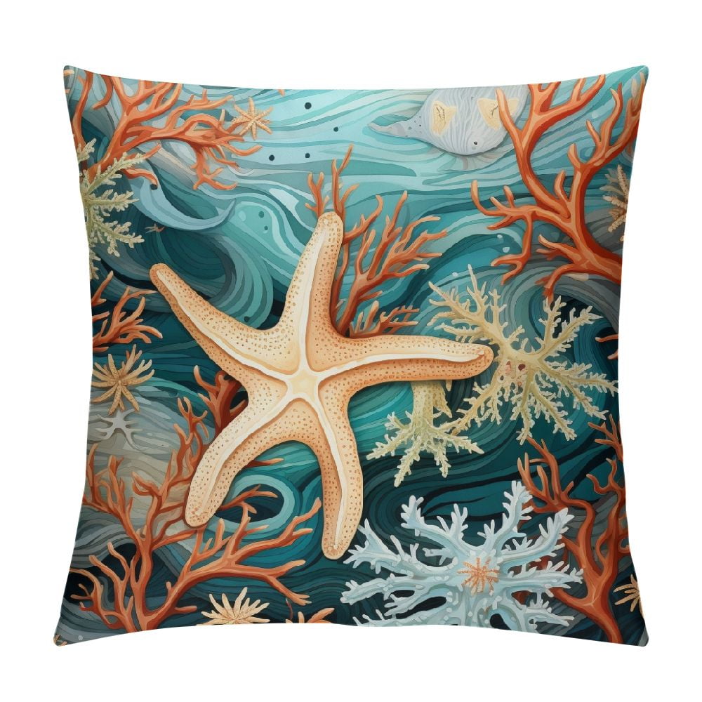 ARISTURING Tan Brown Starfish Pillow Covers Coastal Beach Nautical