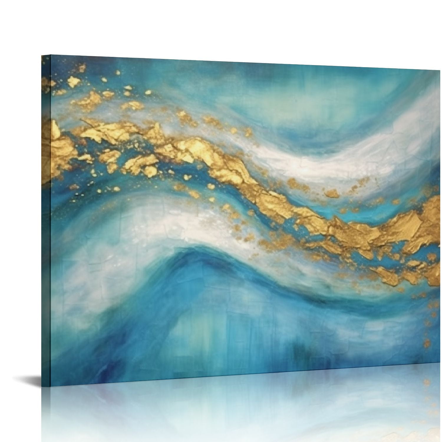 ARISTURING Teal Abstract Wall Art Framed：Large Canvas Art Abstract Teal