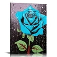 thumbnail image 1 of ARISTURING  Teal Rose Canvas Wall Art Turquoise Blue Flower Prints Contemporary Black and White Pictures for Bathroom Wall Decor, 1 of 4