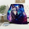 thumbnail image 1 of HENGT Throw Blanket Soft Cozy Warm Fuzzy Flannel Plush Blanket Colorful Galaxy Wolf Blanket for Couch, Sofa, Bed, Living Room, 1 of 6