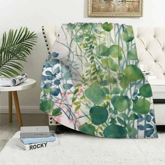 ARISTURING  Throw Blanket: Velvelty Soft, Durable Accent for Bed or Couch (Watercolor Botanical