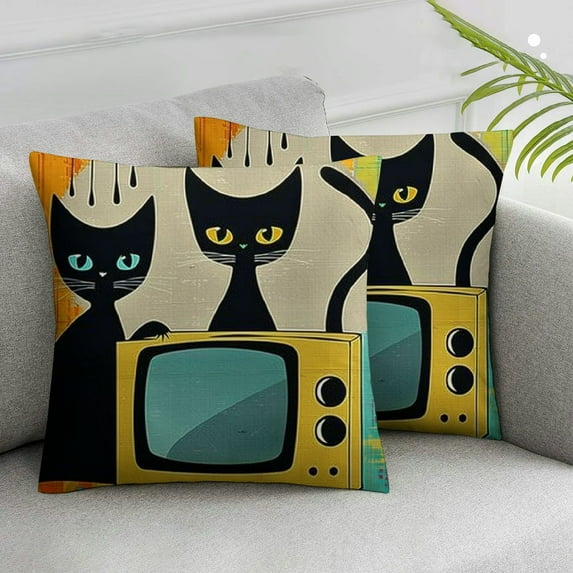 Jiayy Throw Pillow Cases(Set of 2) Cushion Cover for Sofa Bed Home Decor,Two Sided Print Cat Pillows Covers