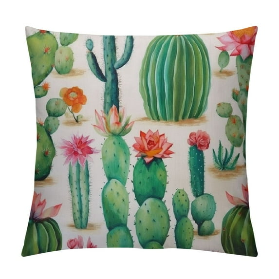 HENGT Throw Pillow Cover Watercolor Succulent Plants Cactus Decor Cushion Cover for Sofa Couch Bed