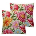 thumbnail image 1 of Jiayy  Throw Pillow Covers Colorful&nbsp;Peony Daisy Flower Decorative  Square Pillowcase Farmhouse Garden Cushion Cover for Home Sofa Couch Pillowslip&nbsp;2pcs, 1 of 6