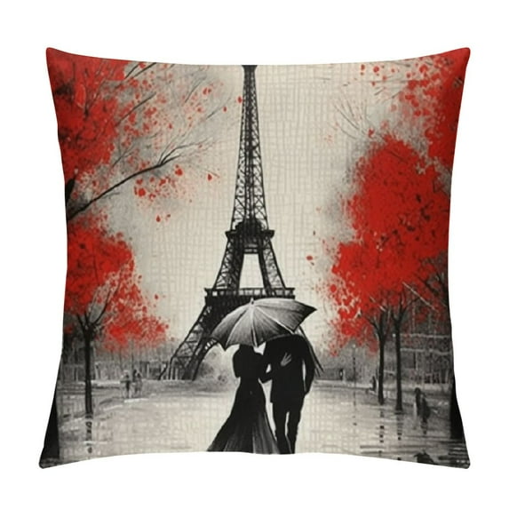 Jiayy Throw Pillow Covers Paris European City Landscape France Eiffel Tower Black Decor Pillow Cases Home Decorative Square Pillowcases