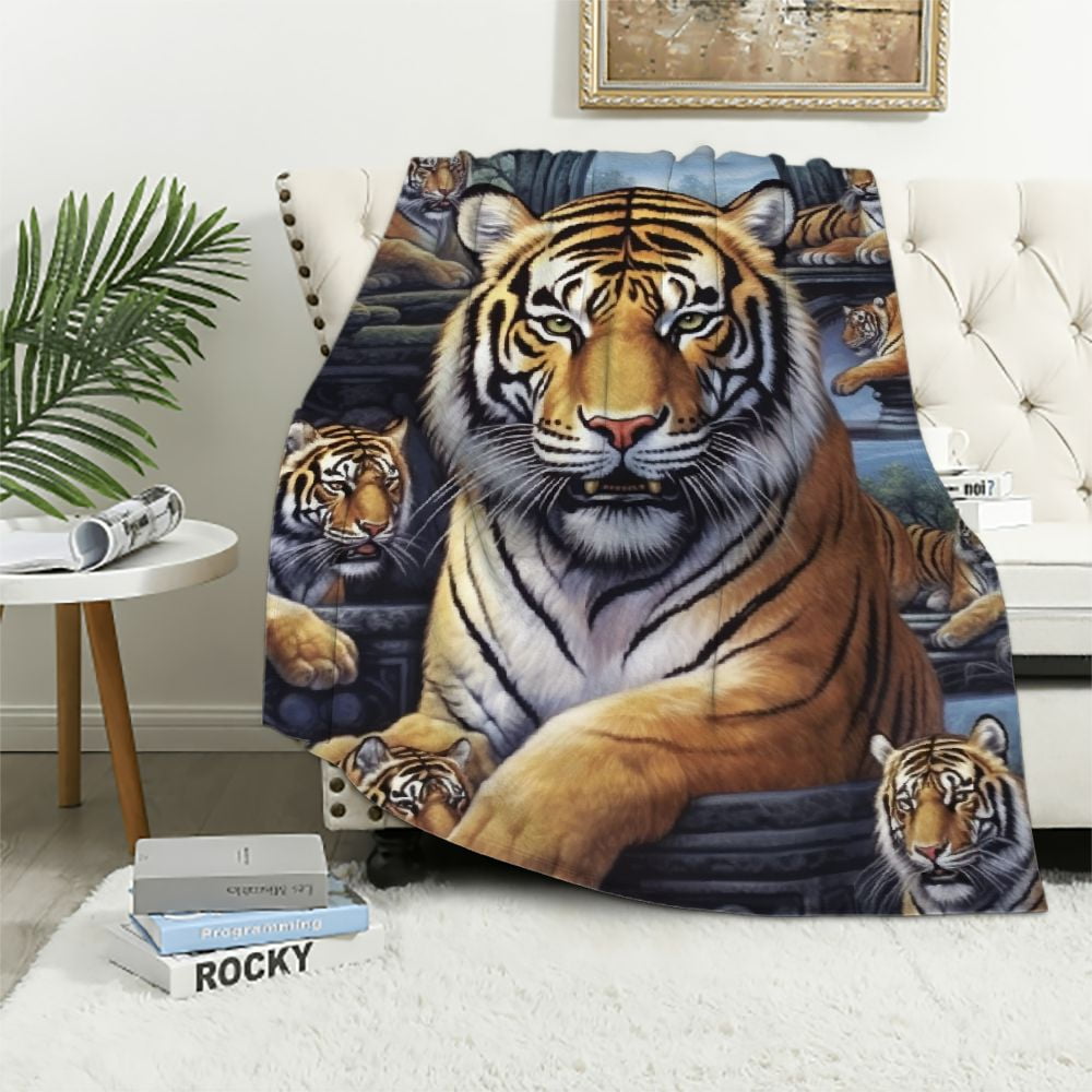 ARISTURING Tiger Blanket Tiger Throw Blankets Cozy Flannel Blanket Plush Lightweight Blanket