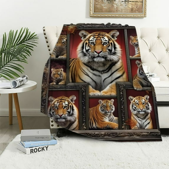 HENGT Tiger Blanket Warm Soft Flannel Bed Sofa Couch Throw Blanket Comfy Plush Gift Blankets for Adult Kids