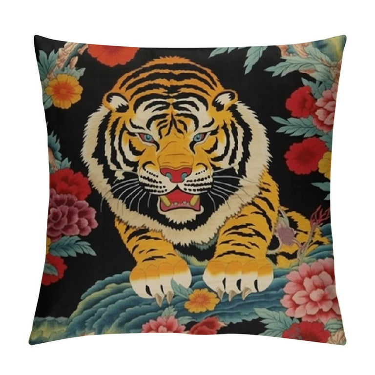 HENGT Tiger Cushion Cover Pillow Covers Animal Print Pillowcase Tiger Stripe Colorful Pillow Statement Pillow Farmhouse Home Decorative Pillows For Sofa Couch Housewarming Gift Walmart