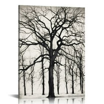 ARISTURING Tree Wall Art Vintage Style Black And White Picture Canvas Posters Print Modern Abstract Artwork Framed For Living Room Bedroom Wall Painting Home Decor, 16x20 Inches