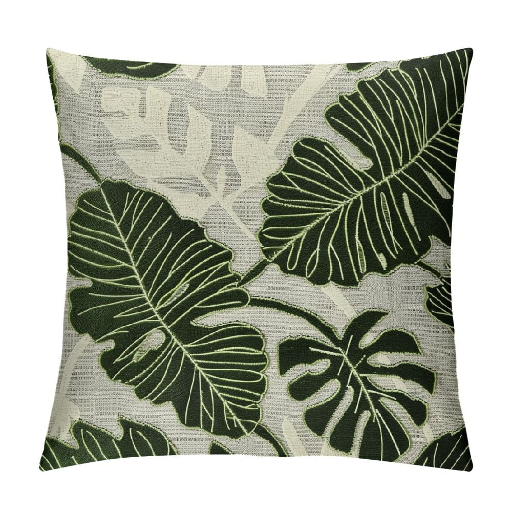 ARISTURING Tropical Green Leaves Pillow Covers Modern Botanical Palm Leaf Decorative Outdoor