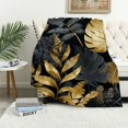 thumbnail image 1 of ARISTURING Tropical Leaves Blanket Gold and Black Palm Leaf Exotic Botanical Nature Soft Cozy Lightweight Throw Blanket for Bedroom Living Room Dorm Chair Sofa Travel, 1 of 6