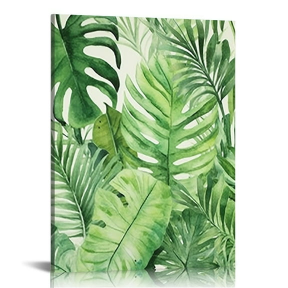 ARISTURING  Tropical Wall Art -Tropical Bathroom Decor, Tropical Poster Botanical Wall Decor, Monstera Banana Leaf Picture, Green Palm Leaves Prints for Home Bedroom Decorations