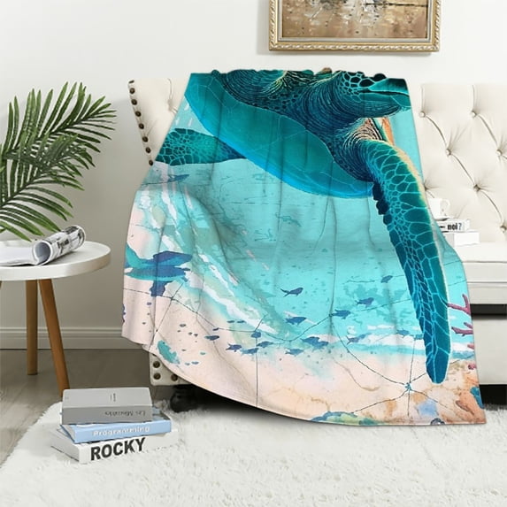 ARISTURING Turtle, Corals Flannel Lightweight Blanket for All Seasons Super Soft Blanket 40x50in