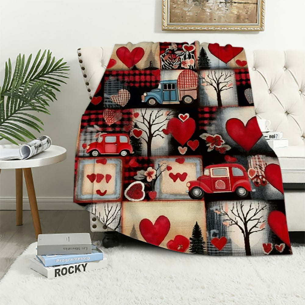 HENGT Valentine Love Blanket Super Soft Flannel Throw Blankets
