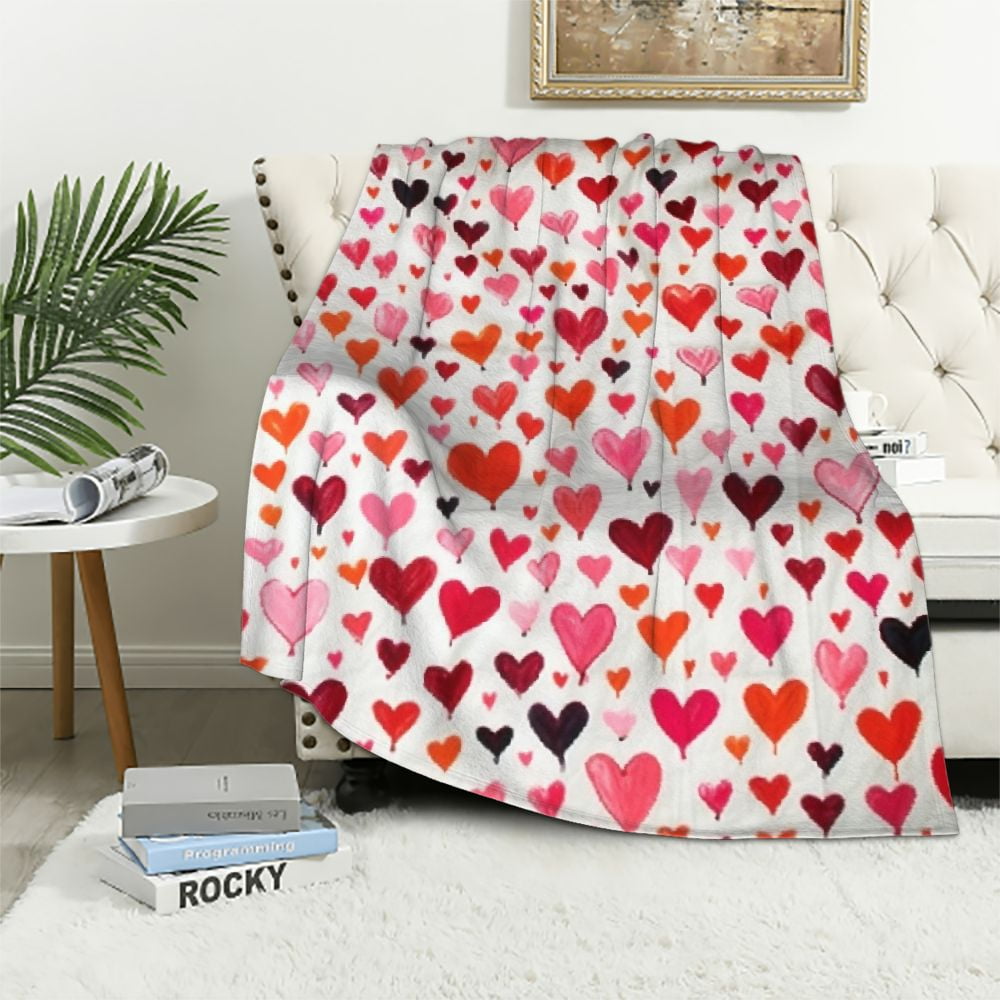 ARISTURING Valentine Throw Blanket, Hearts Throw Blanket Flannel Couch