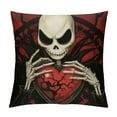 thumbnail image 1 of ARISTURING  Valentine's Day Black Decorative Throw Pillow Covers, Jack Skellington Sally Skull Red Love Heart Cushion Case Decor, Be Mine Anniversary Wedding Holiday Home Decoration for Sofa, 1 of 5
