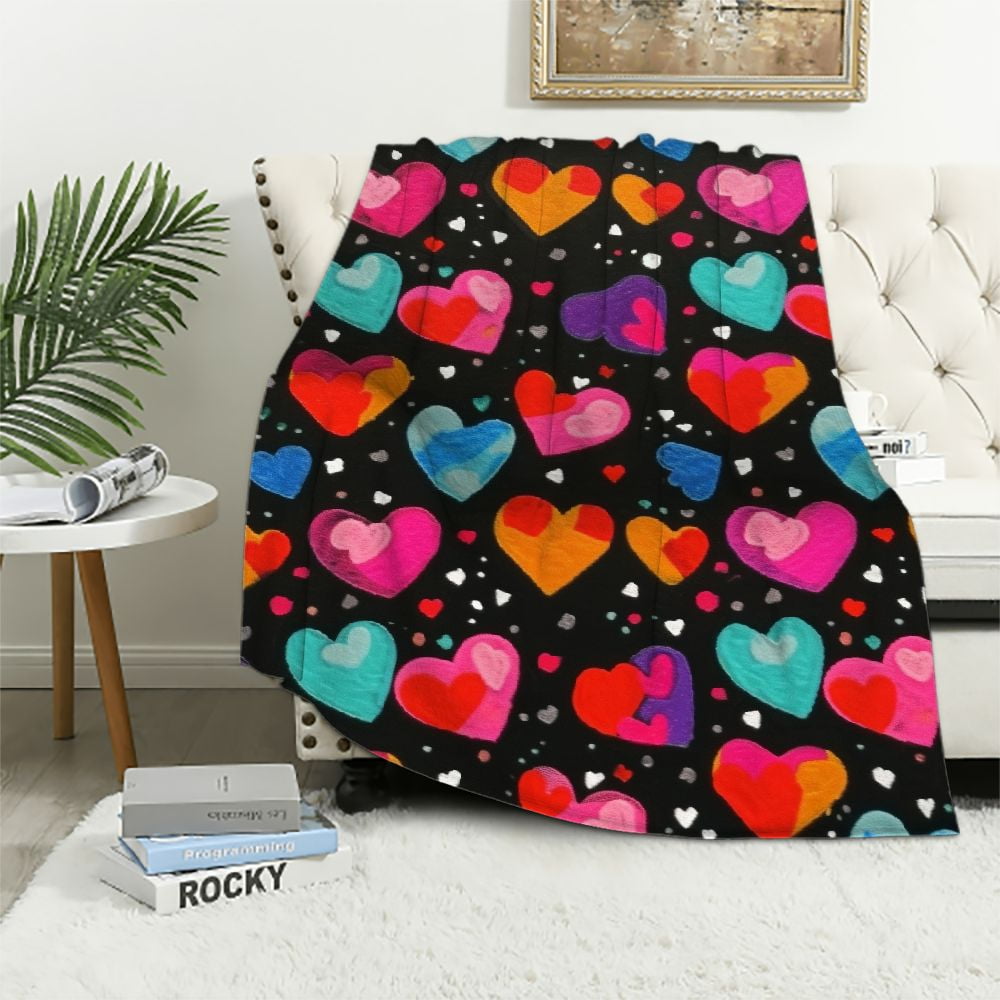 ARISTURING Valentine's Day Hearts Throw Blanket Super Soft Cozy Plush