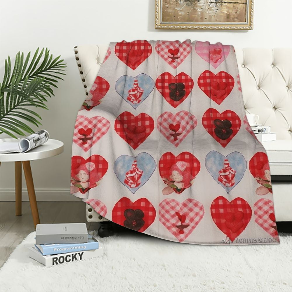 ARISTURING Valentine's Day Throw Blanket with Gift Bag, Red White Check