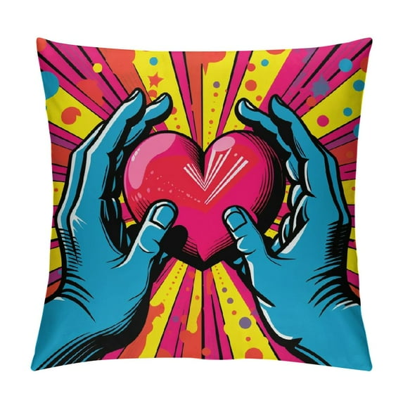 HENGT  Valentines Day Pillow Cover ,Polka Dots Heart Love Decorations Holiday Farmhouse Decorative Pillow Case Decor for Sofa Couch (Red)