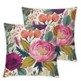 thumbnail image 1 of HENGT Vibrant Watercolor Peony Pillow Covers Set of 2  Girly Floral Design Hot Pink with Green Leaves Decorative Cushion Covers for Home Garden Outdoor Bed Deco, 1 of 6