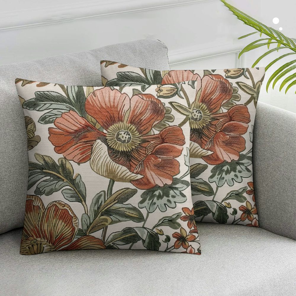 HENGT Vintage Flower Throw Pillow Covers Brown Rust Colored Floral ...