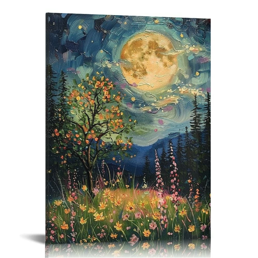 Mystical Full Moon Woodland Canvas Print, 12x16 Inch