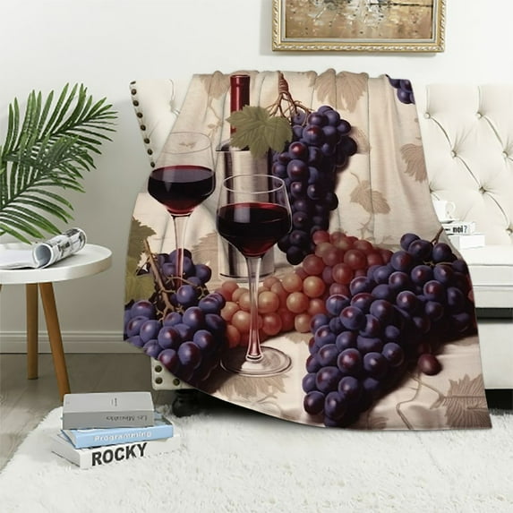 HENGT Vintage Grape and Red Wine Blanket Vintage Grape Soft Throw Blanket Flannel Cozy Warm Plush Lightweight Throw Blanket Throw Size Warm Plush Blankets for All Season Gift Idea