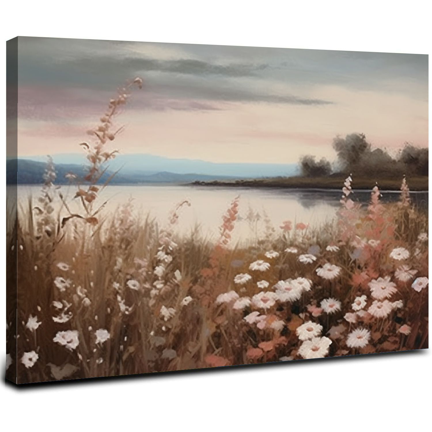 ARISTURING Vintage Landscape Canvas Wall Art Wildflower Field Landscape ...