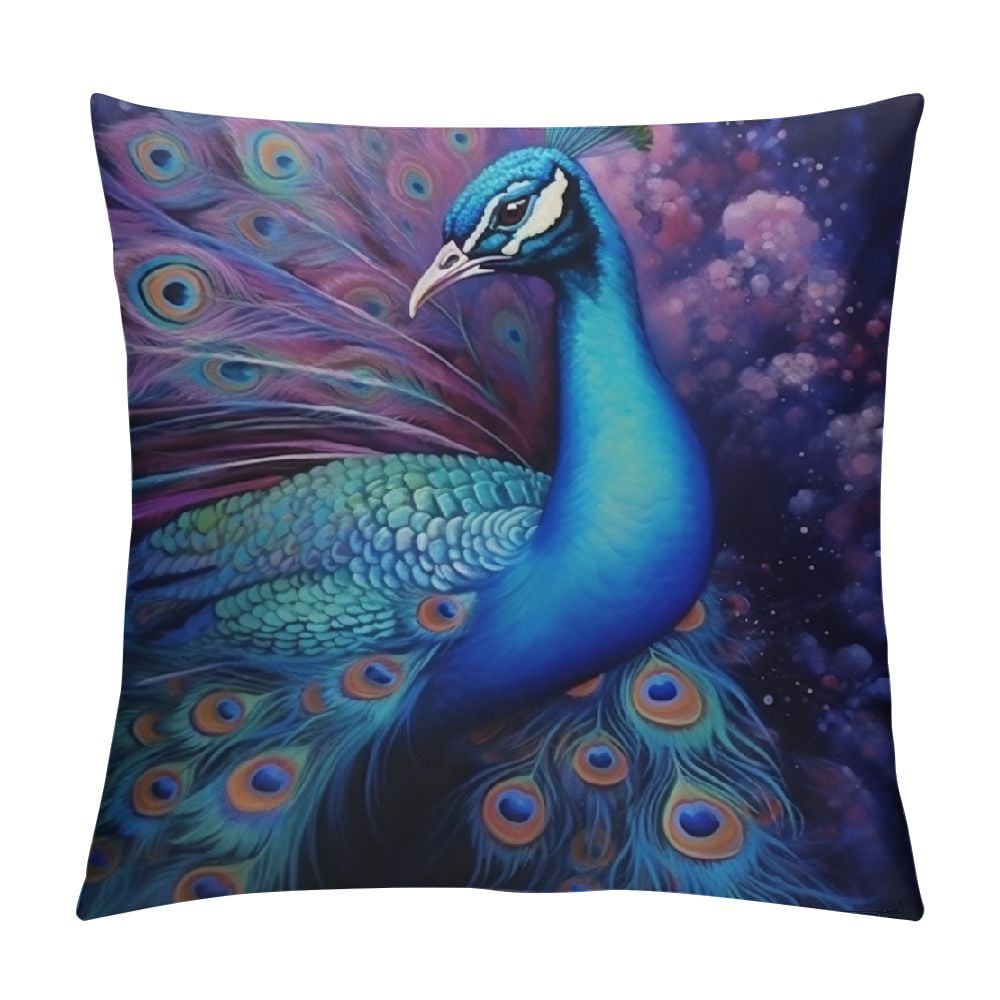 ARISTURING Vintage Peacock Feather Pillow Covers 18x18 Inch, Cushion ...