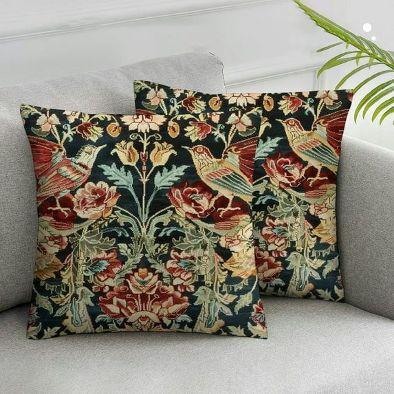 Jiayy Vintage Peacock Floral Decorative Throw Pillow Covers Soft Throw Pillowcases Home Decor Living Room Cushion Case for Bed Couch Car 2 pcs