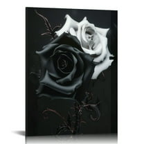 ARISTURING Vintage Rose Canvas Wall Art, Retro Black And White Rose Flower Painting Picture Print, Modern Rustic Floral Artwork Wall Decor Poster for Living Room Bedroom Bathroom  12x16 in
