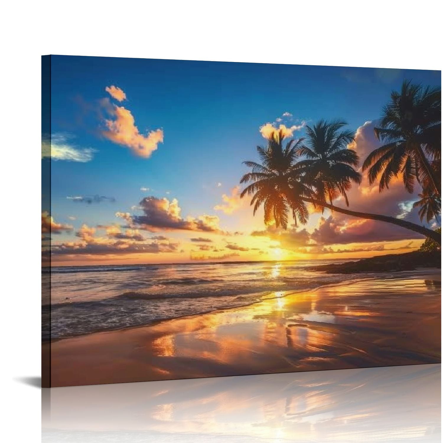 HENGT Wall Art Canvas Painting Sunset on a Tropical Beach with Palm ...