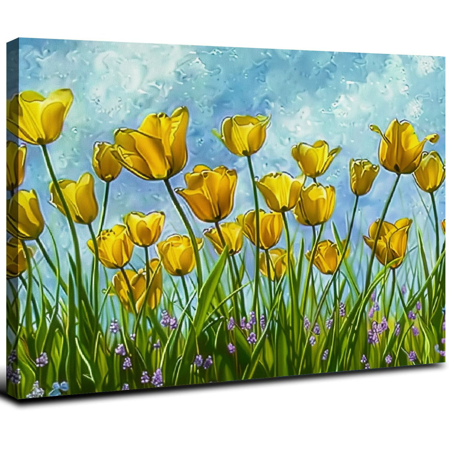 ARISTURING Wall Tulip Flower Wall Art Canvas Yellow Flower Picture