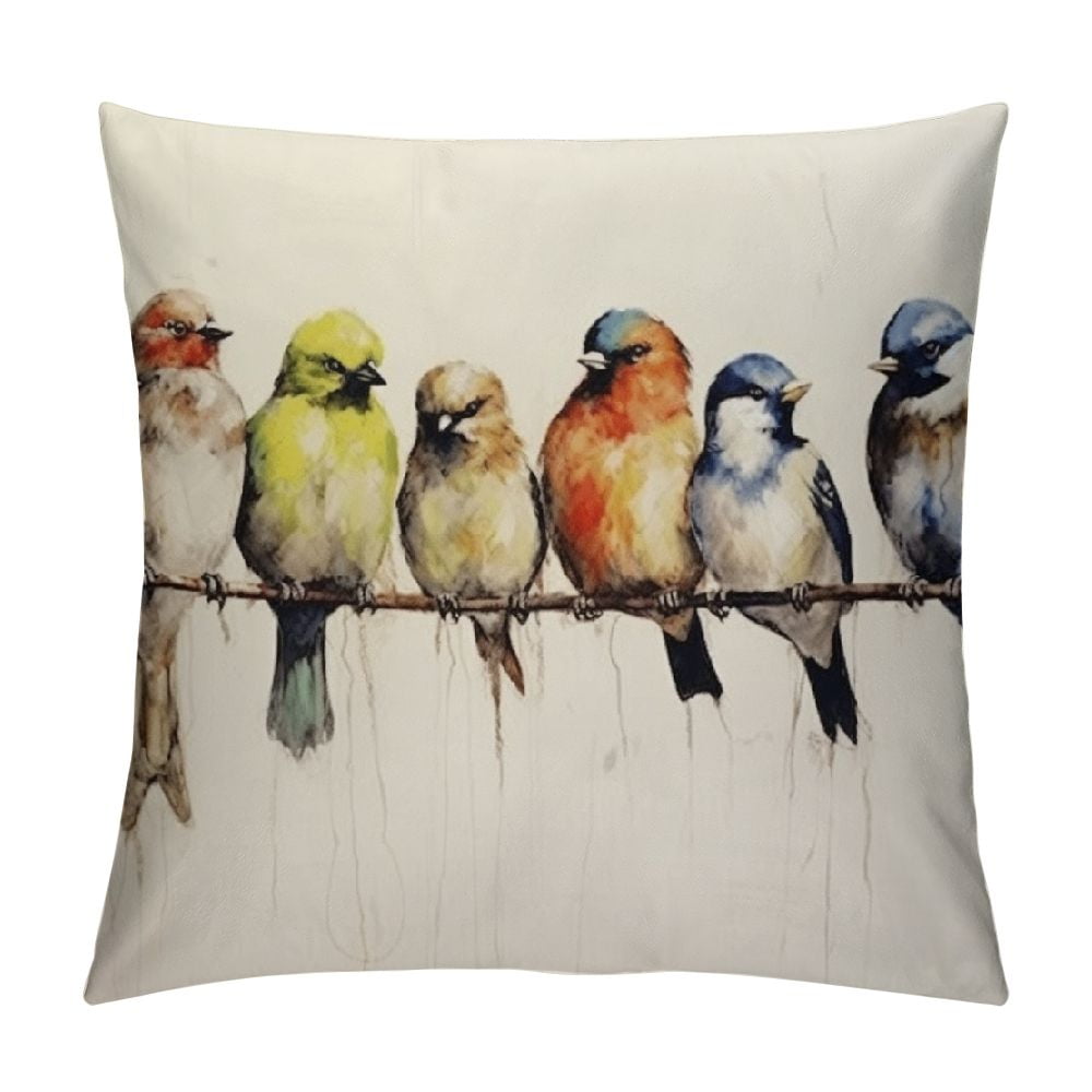 HENGT Watercolor Birds Pillows Decorative Throw Pillows HandPainted