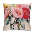 thumbnail image 1 of ARISTURING  Watercolor Floral Pink Roses Bloom Throw Pillow Cover Decorative Romantic Paris Perfume Bottle Green Leaves Pillow Cushion Cover Sofa Chair Pillowcase Gift, 1 of 5