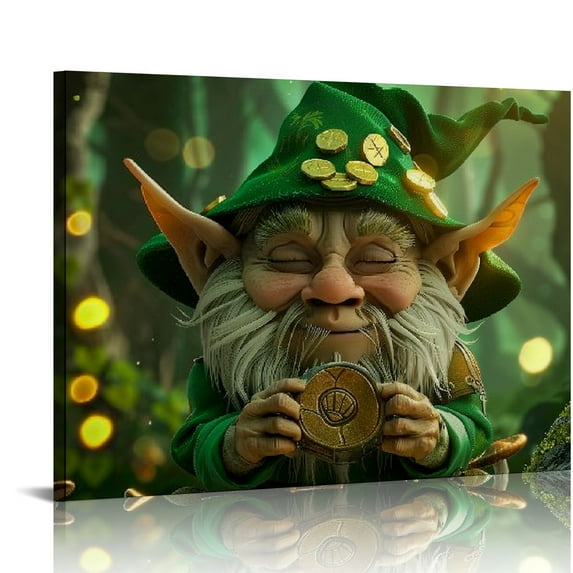 ARISTURING Watercolor Saint Patricks Gnomes Clipart, Festive Gnomes, St Patrick Day, Gnomes, Fantasy, Bright Wall Art, Canvas Prints