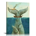 thumbnail image 1 of ARISTURING Whale Framed Wall Art decor, Abstract Seascape Bedroom Pictures Canvas Wall Art with Black Frame and Mat, kitchen Canvas Prints Wall Paintings Modern Artwork for Living Room, 1 of 5