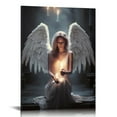 thumbnail image 1 of ARISTURING White Angel Painting Angel Wings Poster Modern Black and White Pictures Praying Woman Wall Art Dark Blue Artwork Abstract Angel Painting Wings Canvas Wall Art Aesthetic Woman Posters, 1 of 4