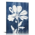 thumbnail image 1 of ARISTURING  White Botanical Wall Canvas Art Artistic Plant Picture Dark Blue Background Painting for Bathroom, 1 of 5