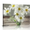 thumbnail image 1 of ARISTURING  White Daisy Flowers Picture Bedroom Bathroom Wall Art Yellow Daisy Flower Wood Grain Canvas Print  Rustic Farmhouse Floral Artwork for Living Room Office Home 20x16in, 1 of 6