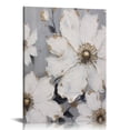 thumbnail image 1 of ARISTURING  White and Gray Flower Blooms Wall Art  Floral Canvas with Gold Embellishments Modern&nbsp;Flower Wall Decor for Livingroom Bedroom Bathroom, 1 of 5