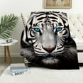 thumbnail image 1 of ARISTURING  White Tiger Stare Raschel Throw Blanket,, 1 of 6