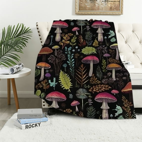 ARISTURING Wild Forest Mushrooms Blanket Warm Bed Throws for Sofa and Pet,Ultra Luxurious Warm and Cozy for All Seasons Pets